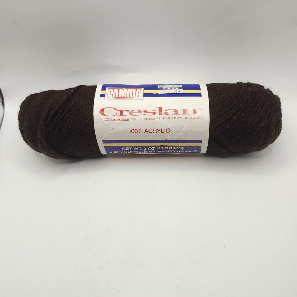 Vintage Pamida Creslan Brown Acrylic Yarn 3 Oz 4 Ply Worsted Skein Knitting NOS
